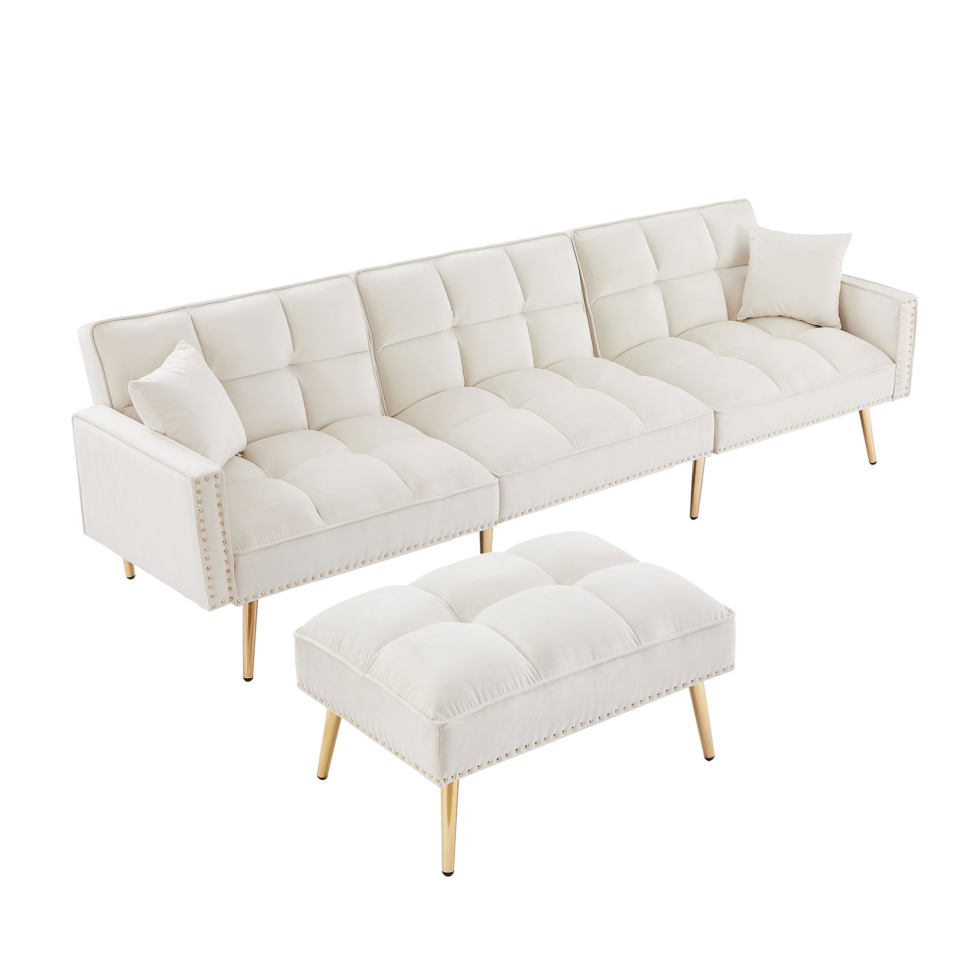 Modern Velvet Reversible Sectional Sofa Bed