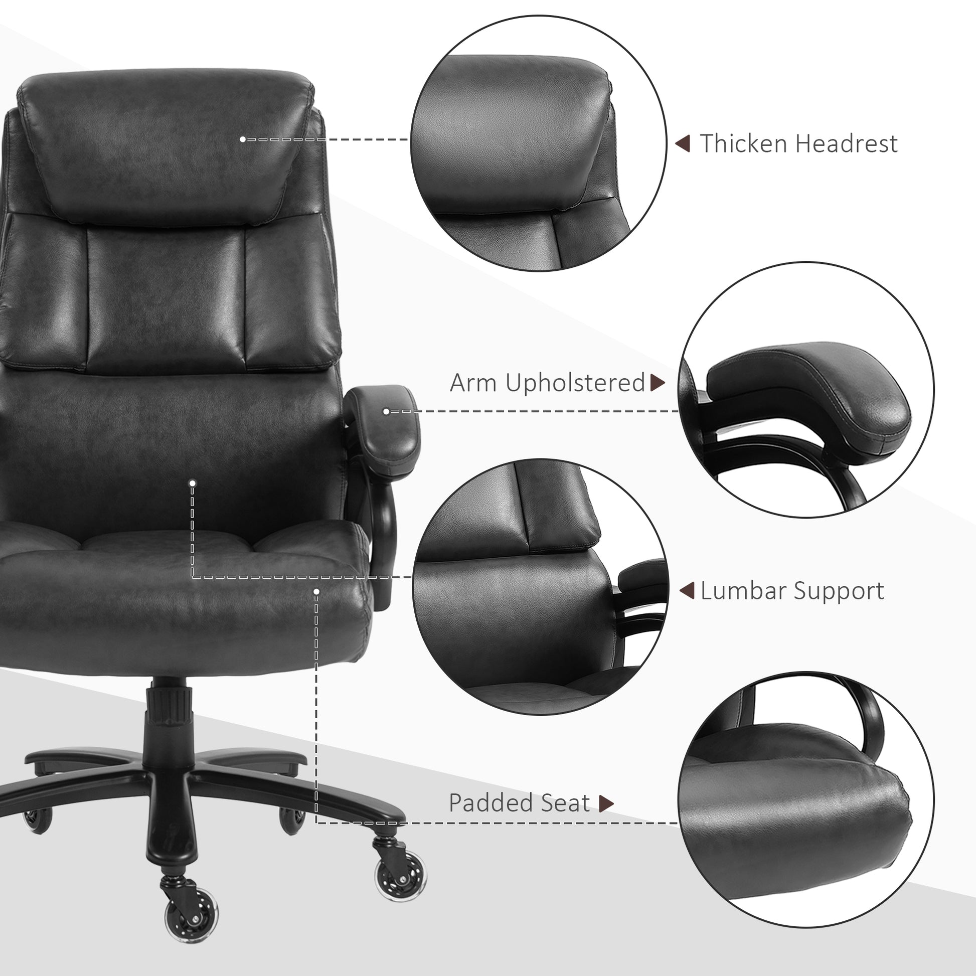 Vinsetto Leather Office Chair for Desk, 400lb, Black