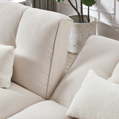 Convertible Futon Sofa Bed, 2 Pillows, Ivory