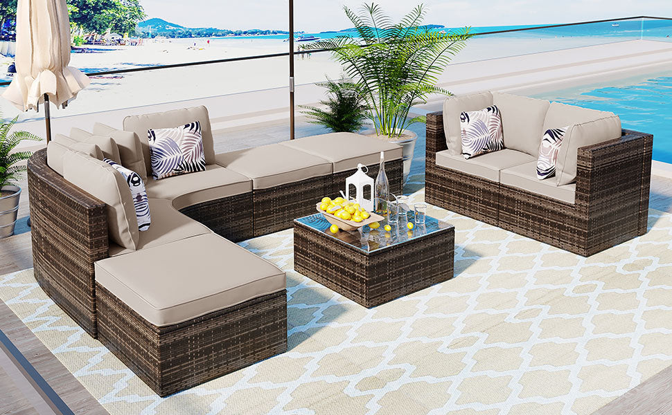 8-piece Patio Outdoor Sofa Set, Pillows