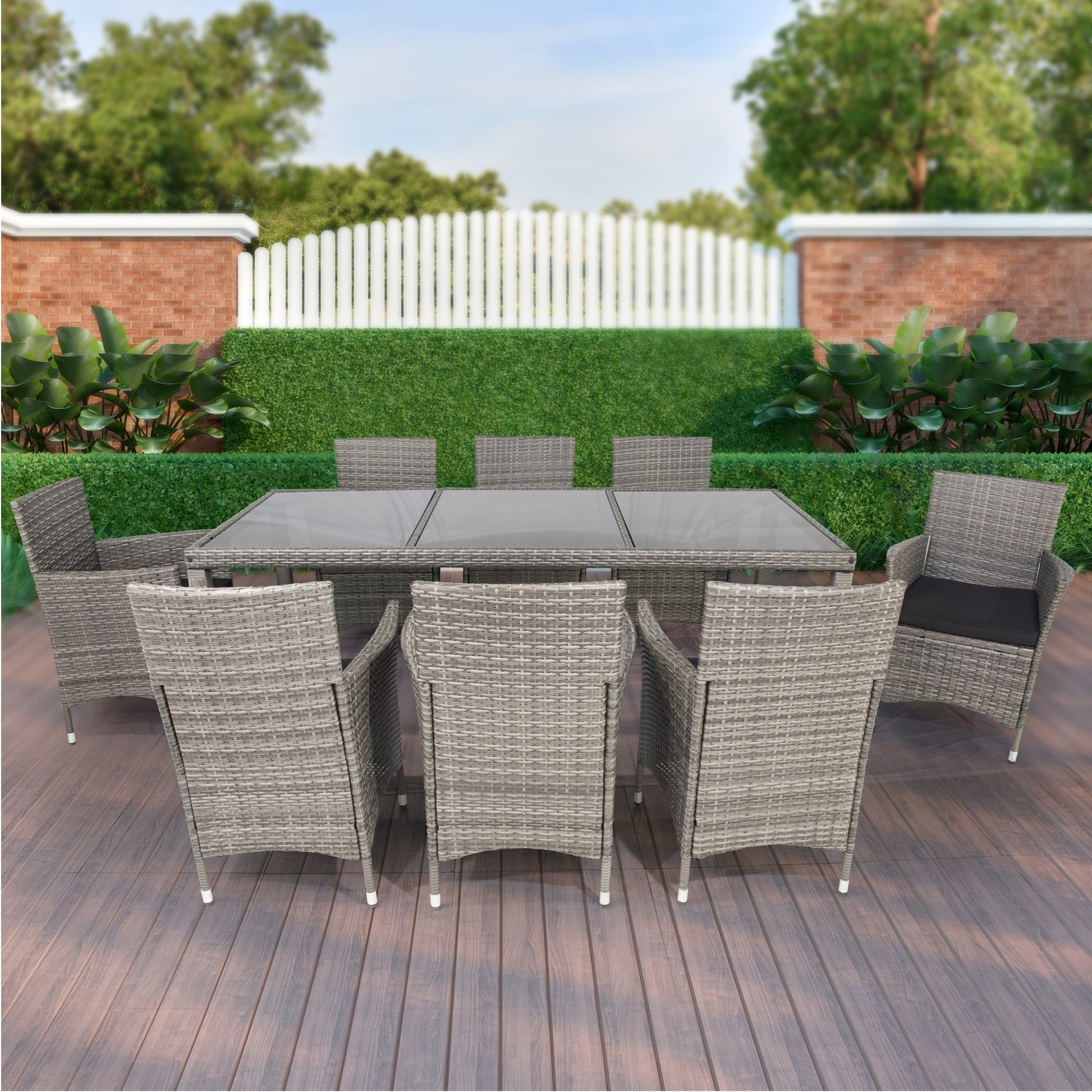 9 piece Outdoor Patio Dining Set Patio Wicker Furniture