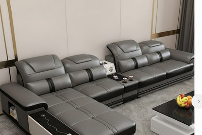 Modern Elegant Modular Accent Lounge Sofa – Printed Leather & Velvet