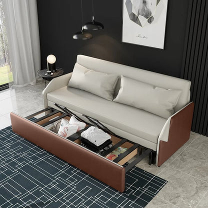 Gray Sleeper Sofa, Leath-Aire Upholstery