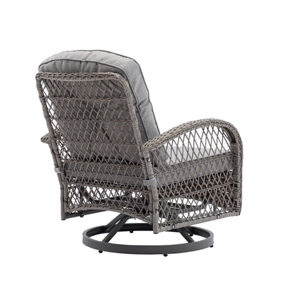 3 Pieces Outdoor Patio Chairs, 360 Degree Rocking