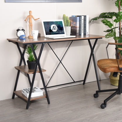 Computer Desk with 2 layers - BROWN & BLACK