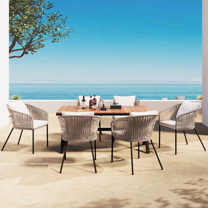 7 Pieces Patio Dining Set, All-Weather Outdoor, Dining Table, Chairs