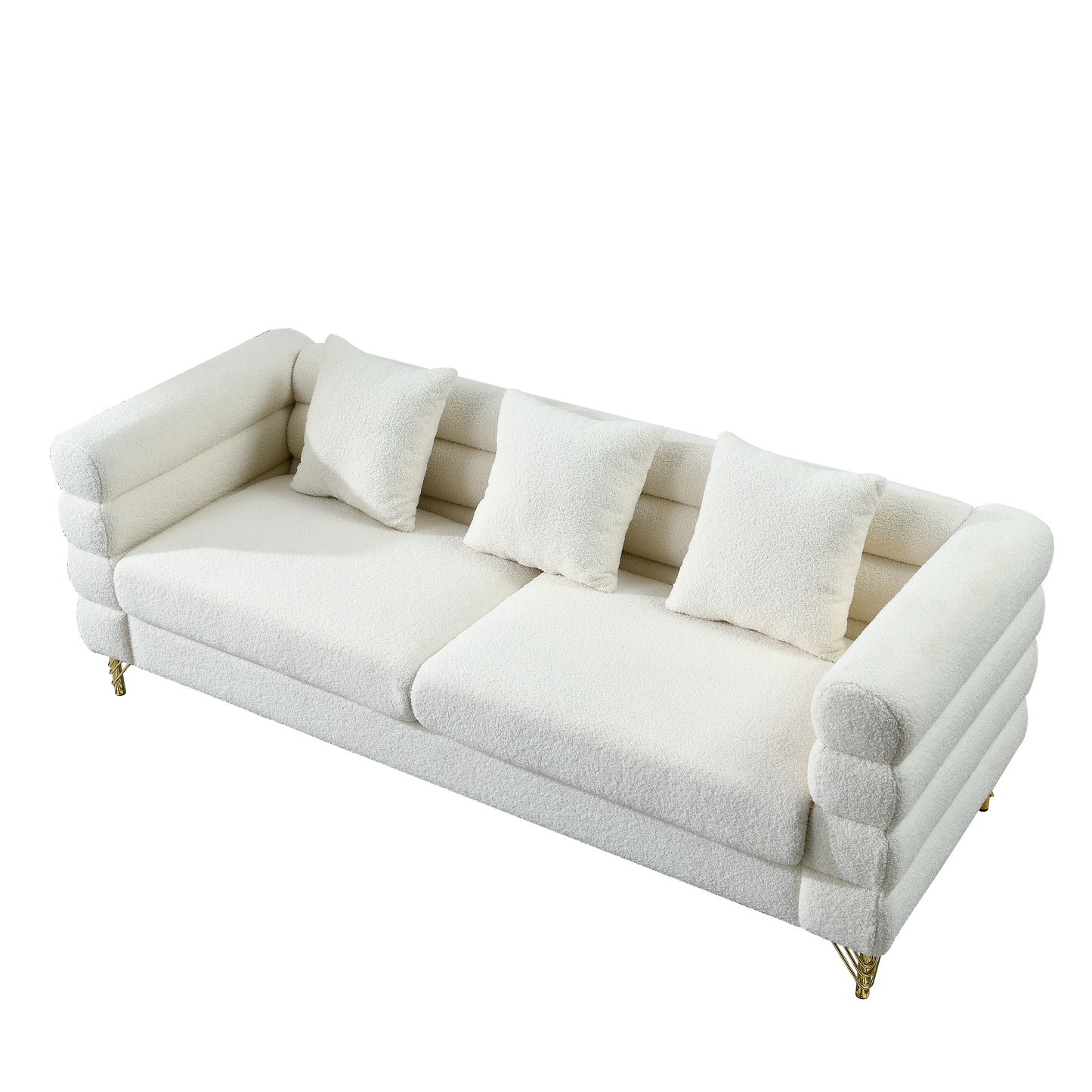 3-Seater Sectional Sofa White Teddy Ivory