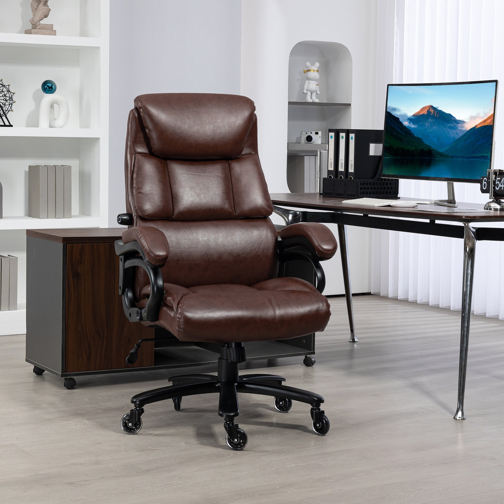 Vinsetto Leather Office Chair for Big and Tall, 400lb, Brown