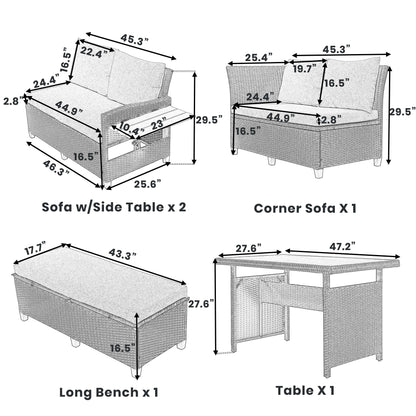 5-Piece Outdoor Patio Sofa Sectional