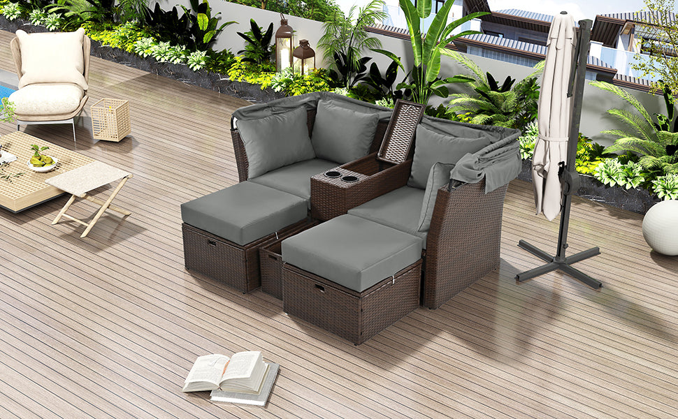 2-Seater Outdoor Patio Daybed Outdoor Double Daybed