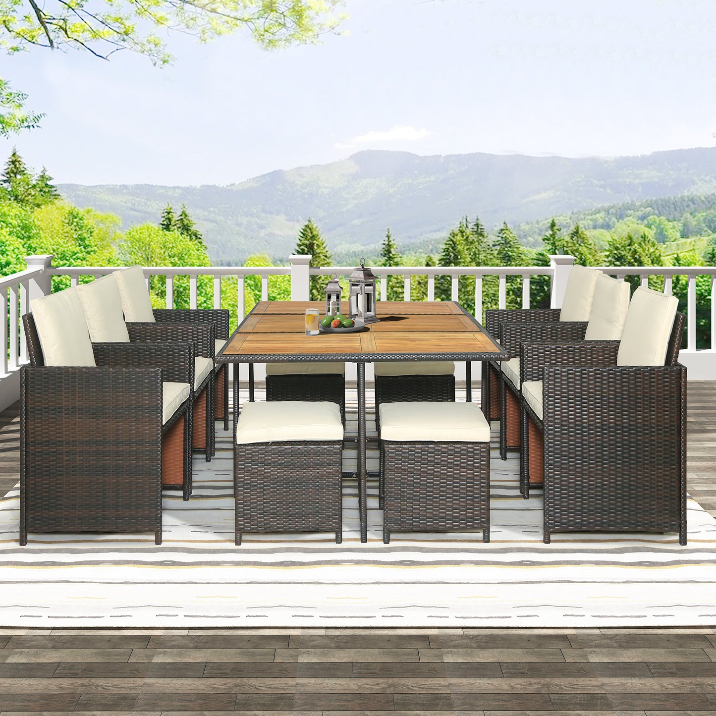 11-Piece Patio All-Weather P Dining Table Set Tabletop