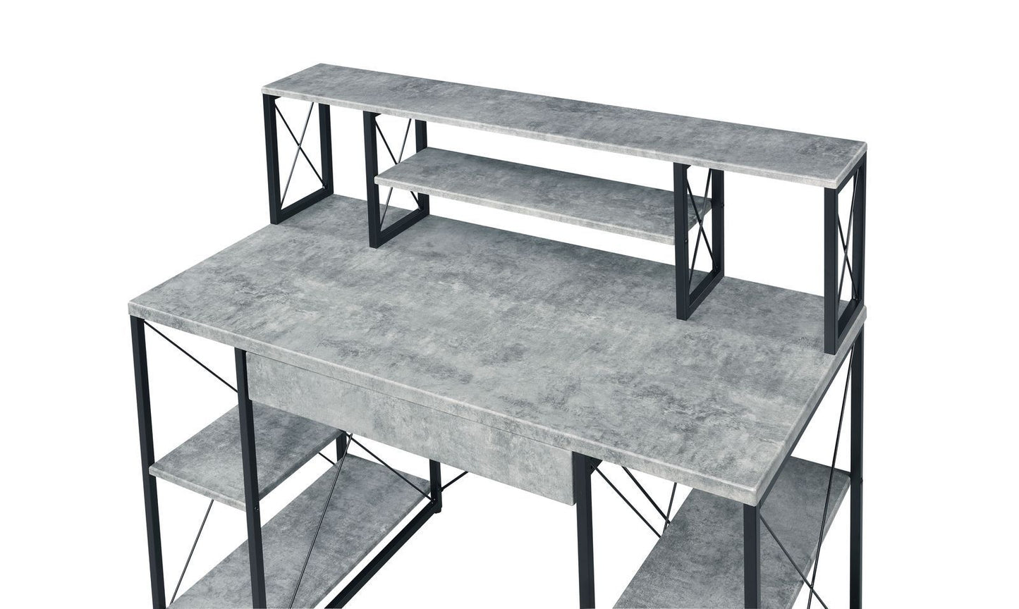 ACME Amiel Desk, Faux Concrete & Black