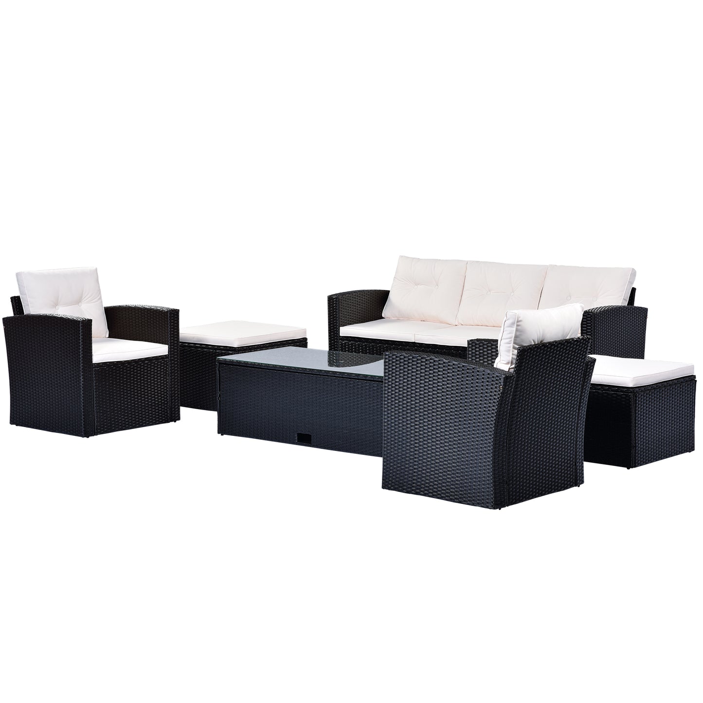 6-piece All-Weather Patio Outdoor Dining Sectional Set coffee table