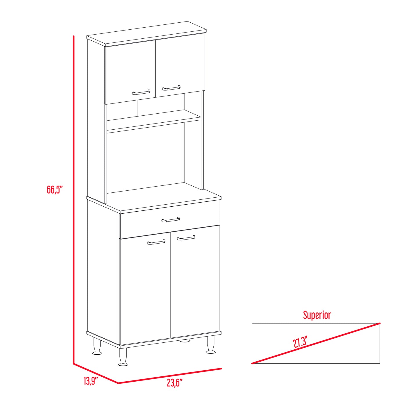 Countertop, Closed & Open Storage -Black