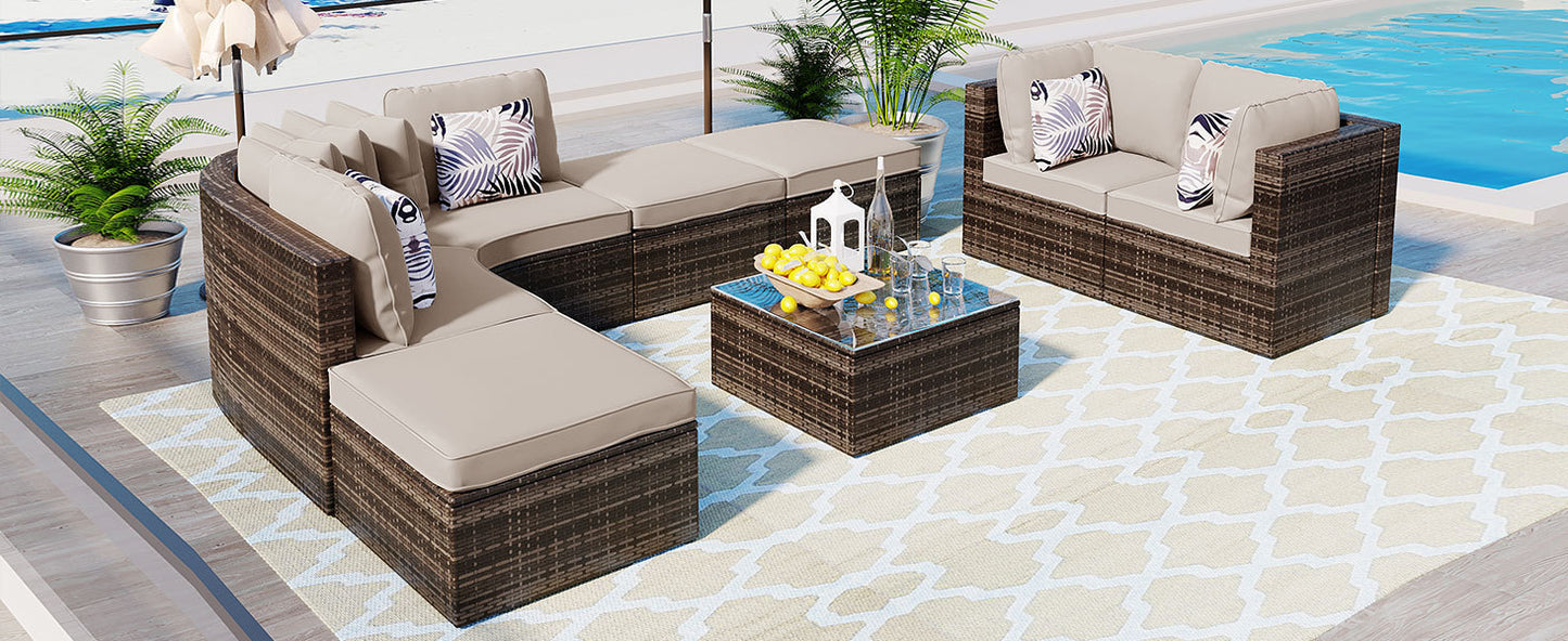 8-piece Patio Outdoor Sofa Set, Pillows