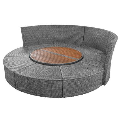 Patio 5-Piece Round Sectional Sofa Set All-Weather