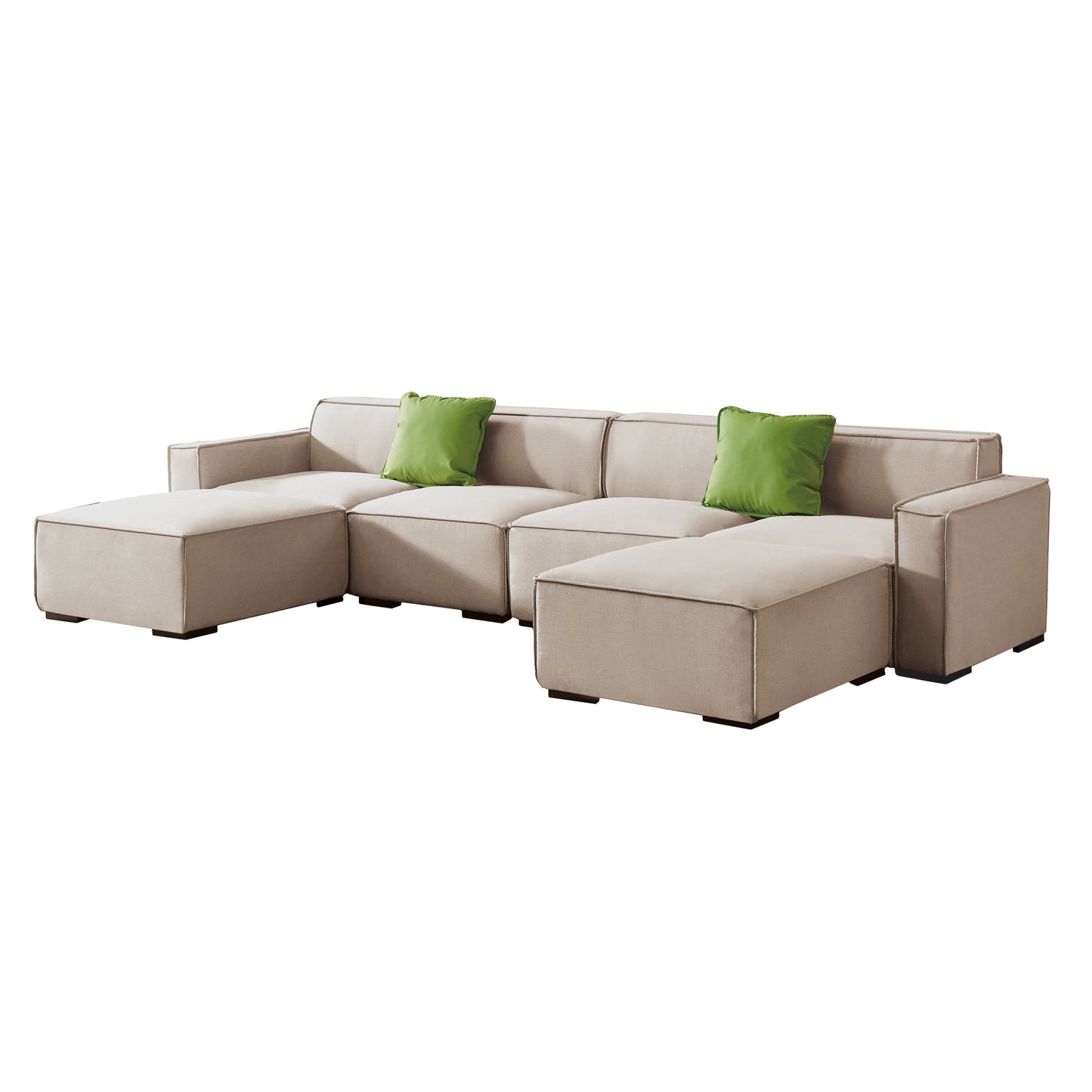 Modular U Shape Sectional Fabric Sofa (Beige)