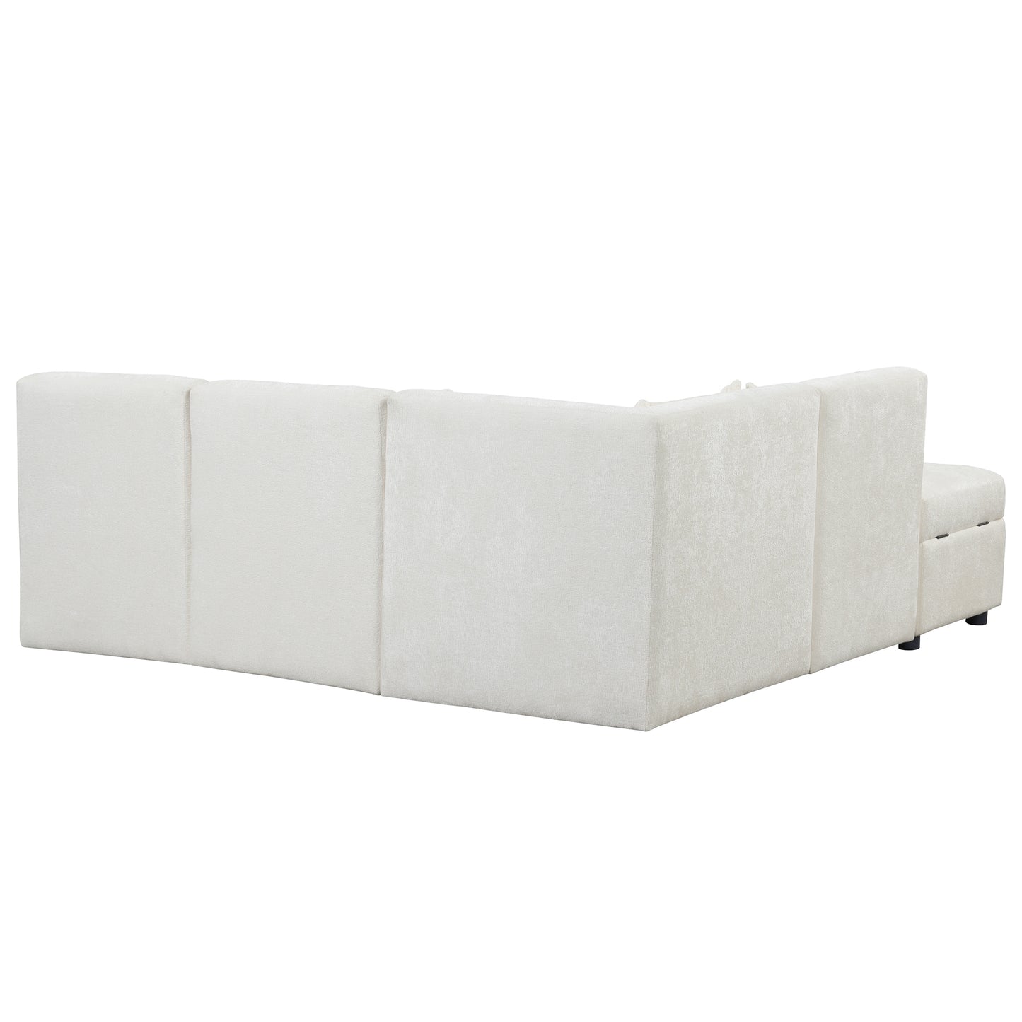 Sectional Sofa 5-seater Modular Couches, Storage Ottoman, 5 Pillows, Cream