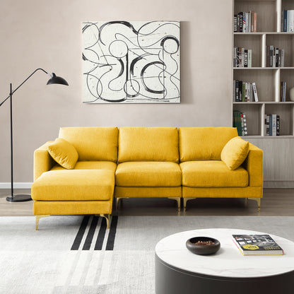 ADF Living Room Furniture L Shape Couch Yellow Fabric