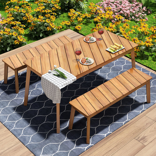 3 Pieces Acacia Wood Dining Set For Outdoor & Indoor Furniture