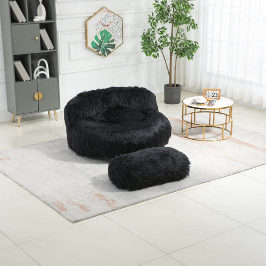 COOLMORE Bean Bag Chair Faux fur Lazy Sofa /Footstool Durable Comfort