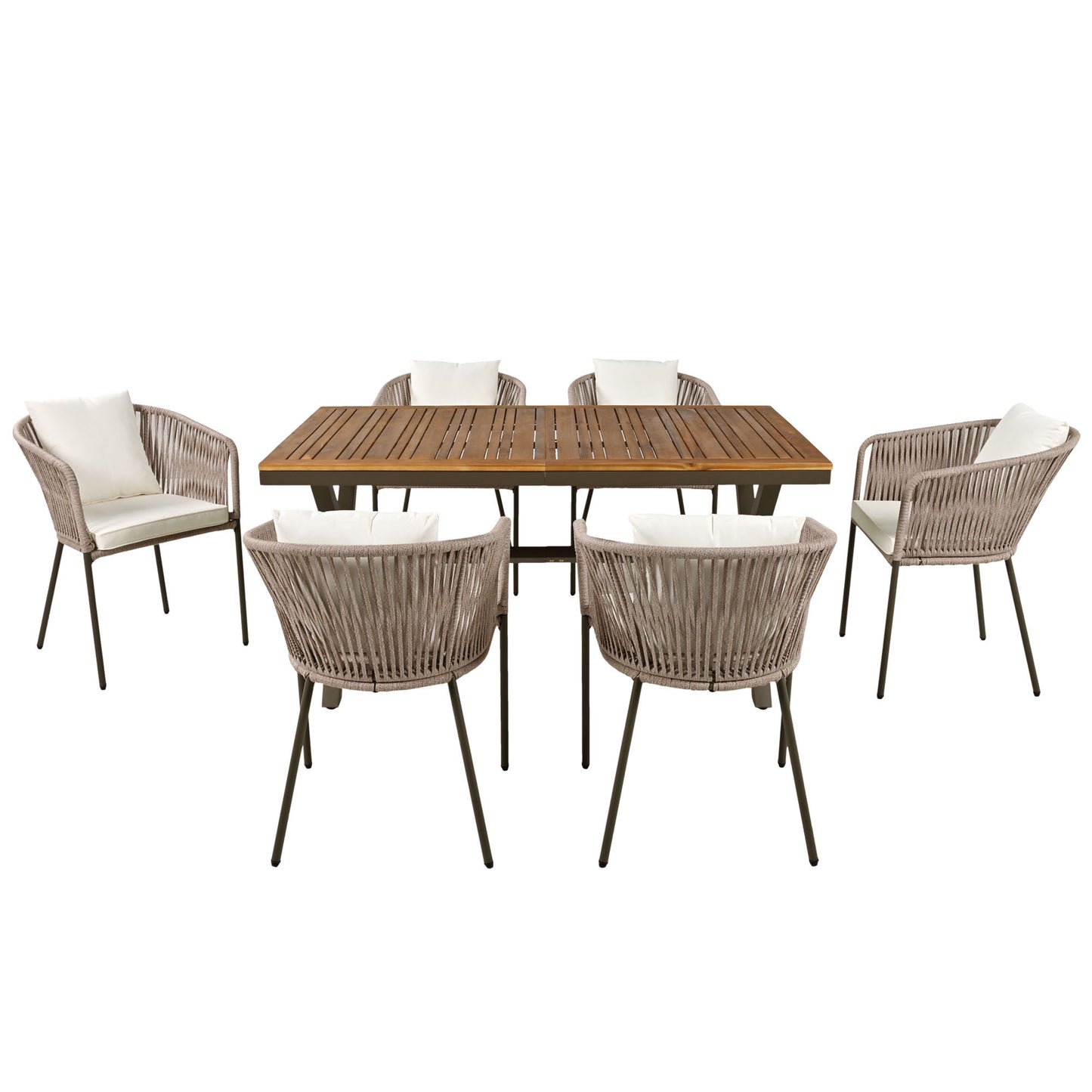 7 Pieces Patio Dining Set, All-Weather Outdoor, Dining Table, Chairs