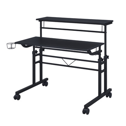 Techni Mobili Rolling Desk with Height Adjustable, Moveable Shelf
