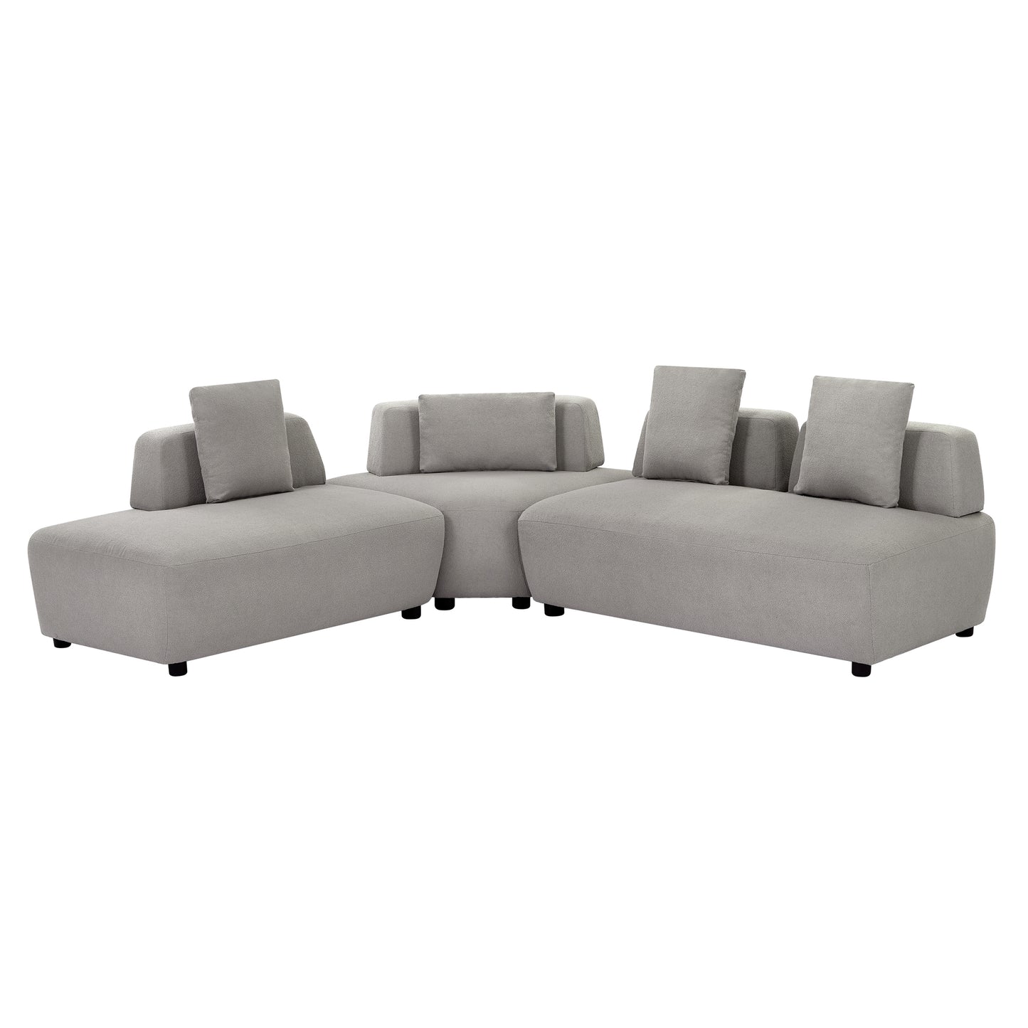 3-piece Sectional Sofa Convertible with Four Removable Pillows Grey