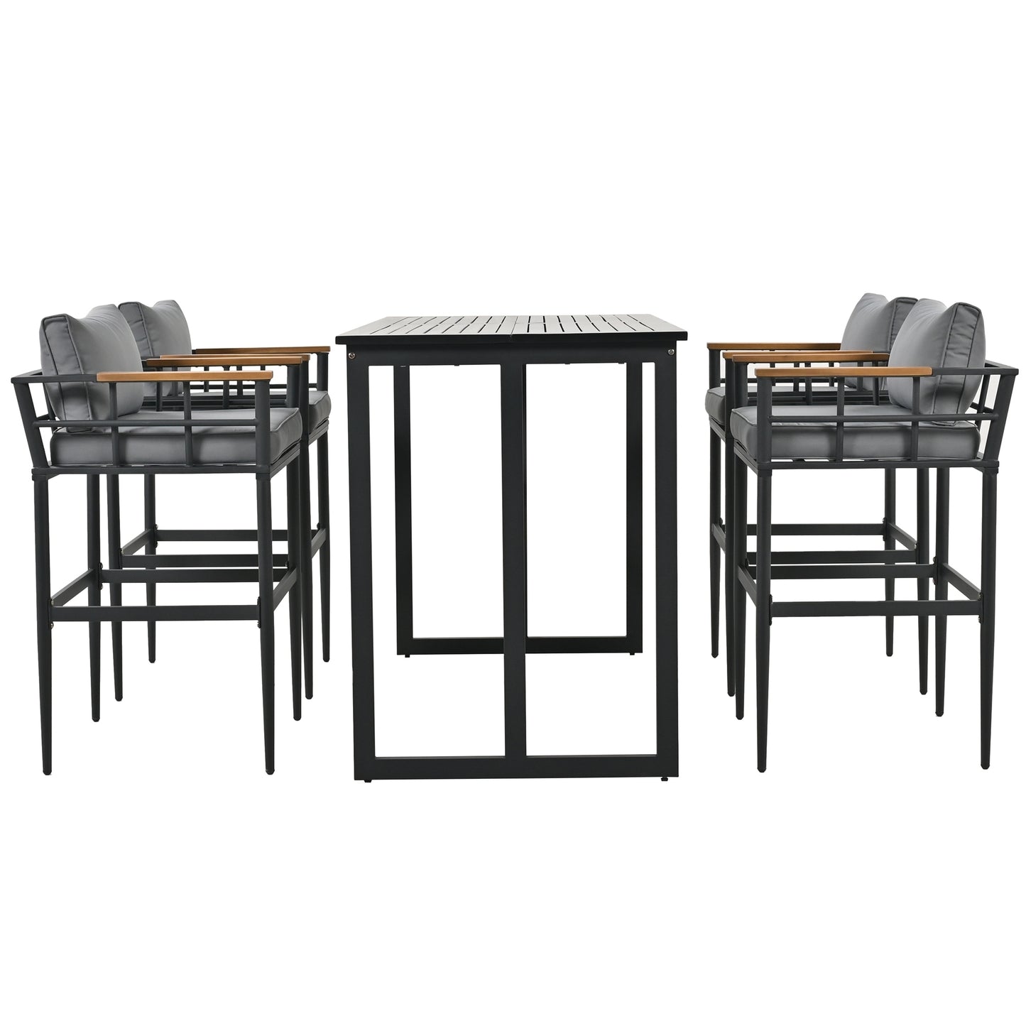 Steel Outdoor Dining Set, Armrest Suitable For Patio