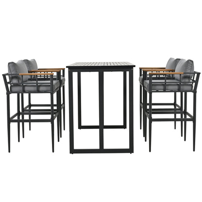 Steel Outdoor Dining Set, Armrest Suitable For Patio