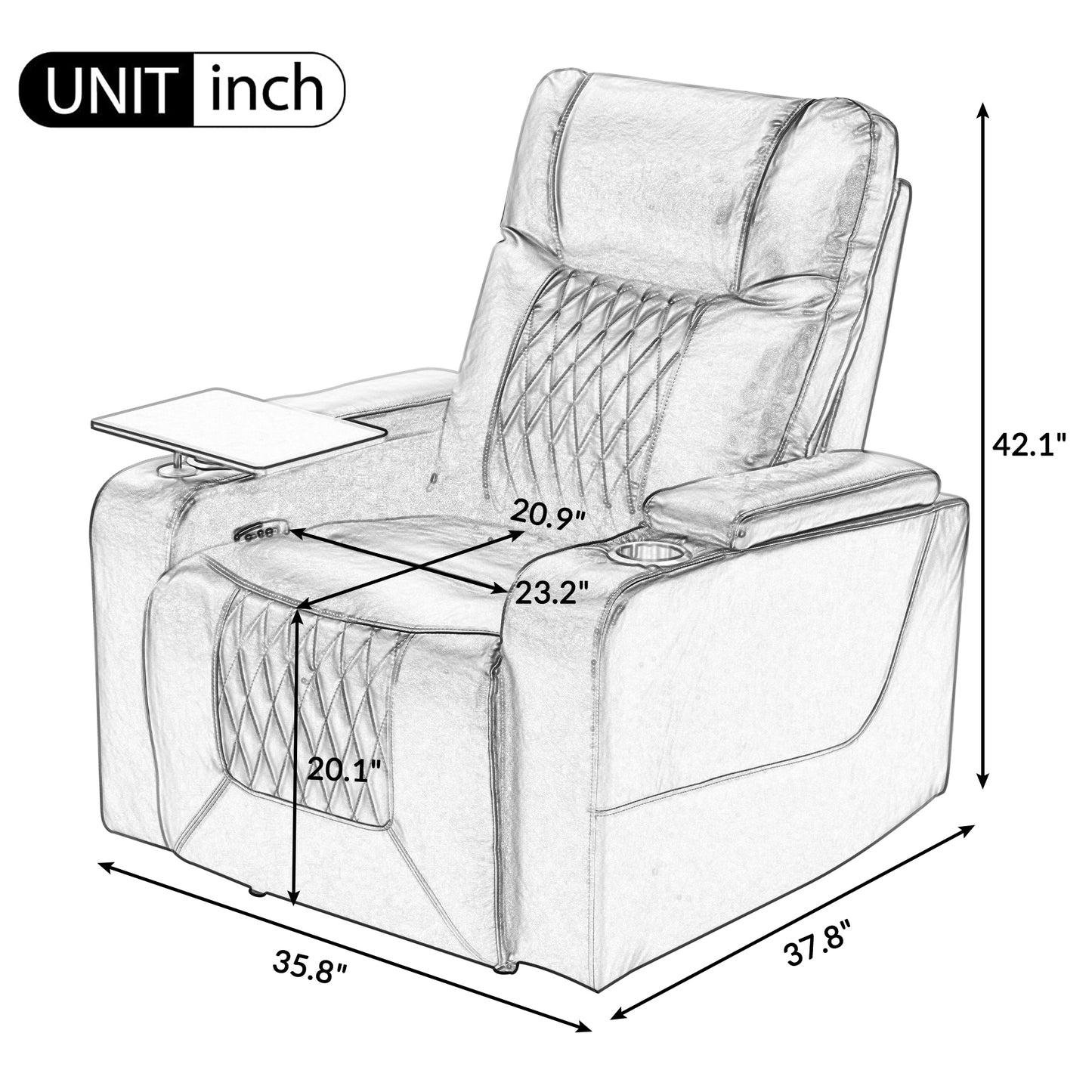 Motion Recliner with USB Port, Cup Holders, Storage
