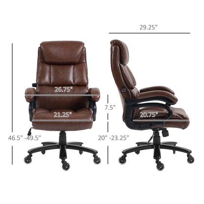 Vinsetto Leather Office Chair for Big and Tall, 400lb, Brown