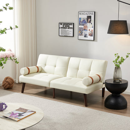 Convertible Sofa Bed Futon Linen Fabric Ivory