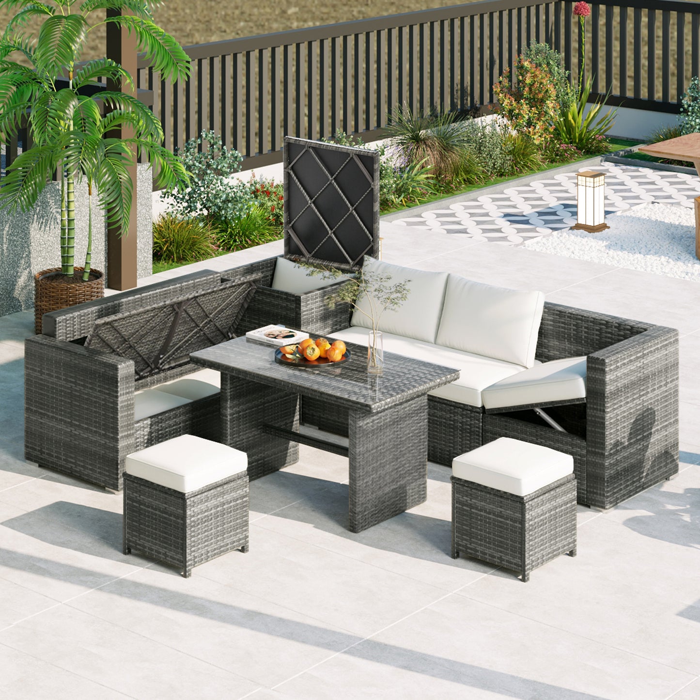 Outdoor 6-Piece All Weather PE Rattan Sofa Set