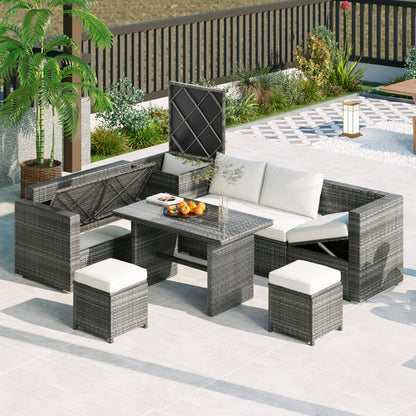 Outdoor 6-Piece All Weather PE Rattan Sofa Set