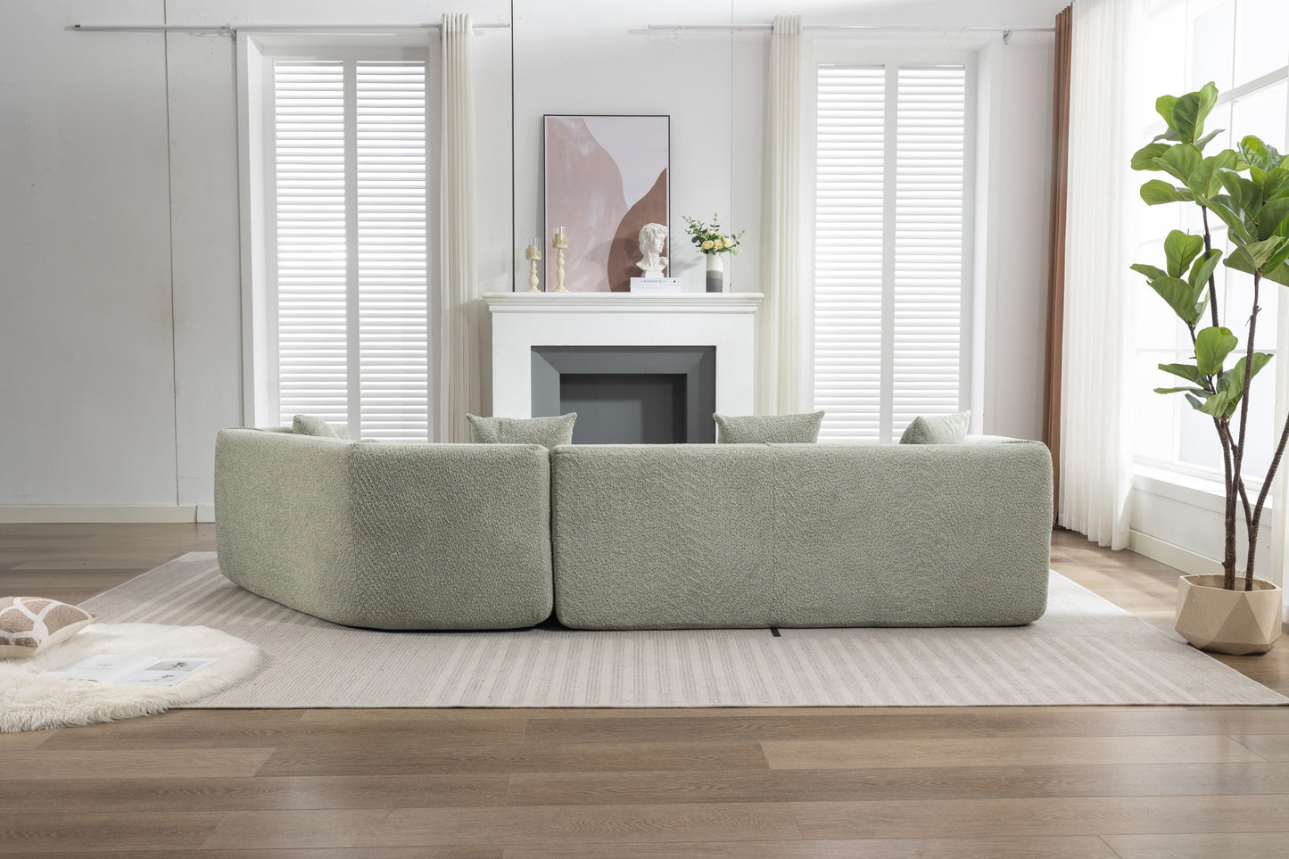 Modular Sectional Sleeper Sofa Set, Green