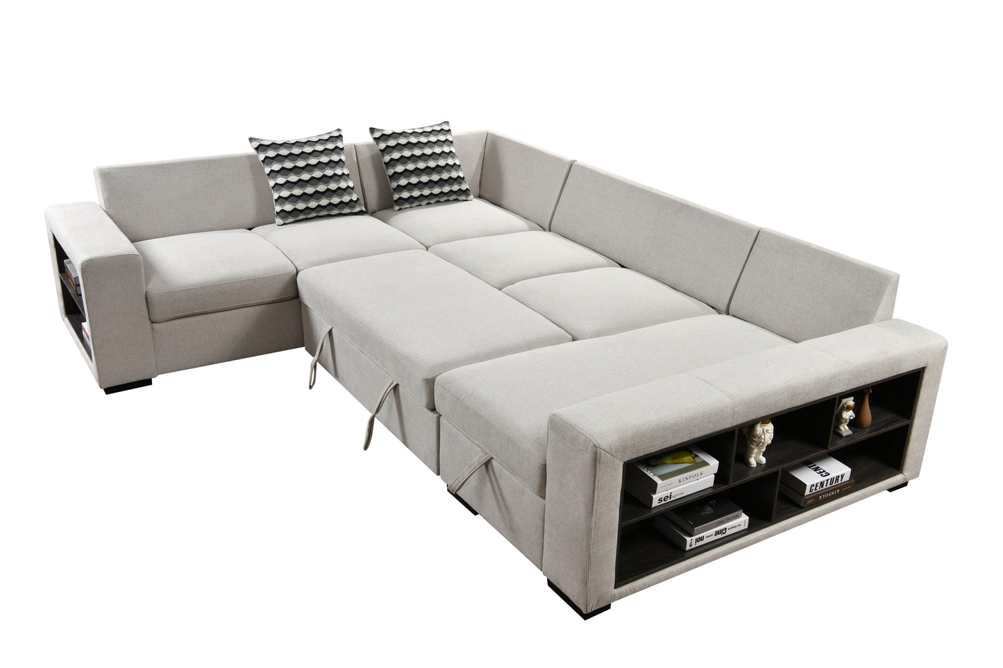U-Shaped 7-Seat Sectional sleeper, Cabinet, Storage Chaise
