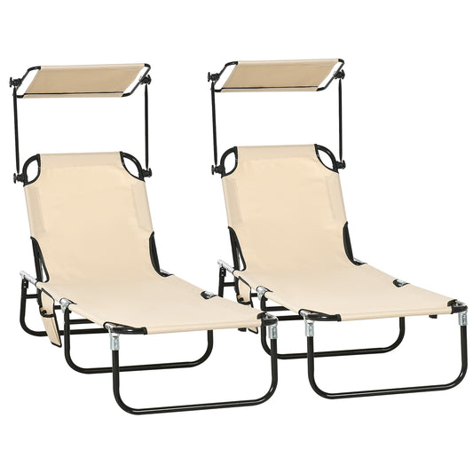 Folding Chairs, Outdoor Sun Tanning, Canopy Shade, Reclining