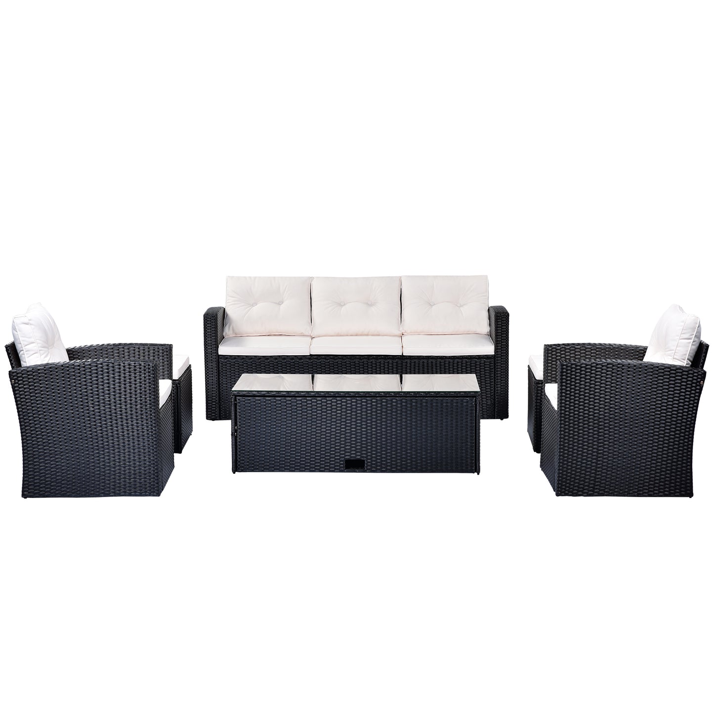 6-piece All-Weather Patio Outdoor Dining Sectional Set coffee table