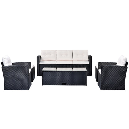 6-piece All-Weather Patio Outdoor Dining Sectional Set coffee table