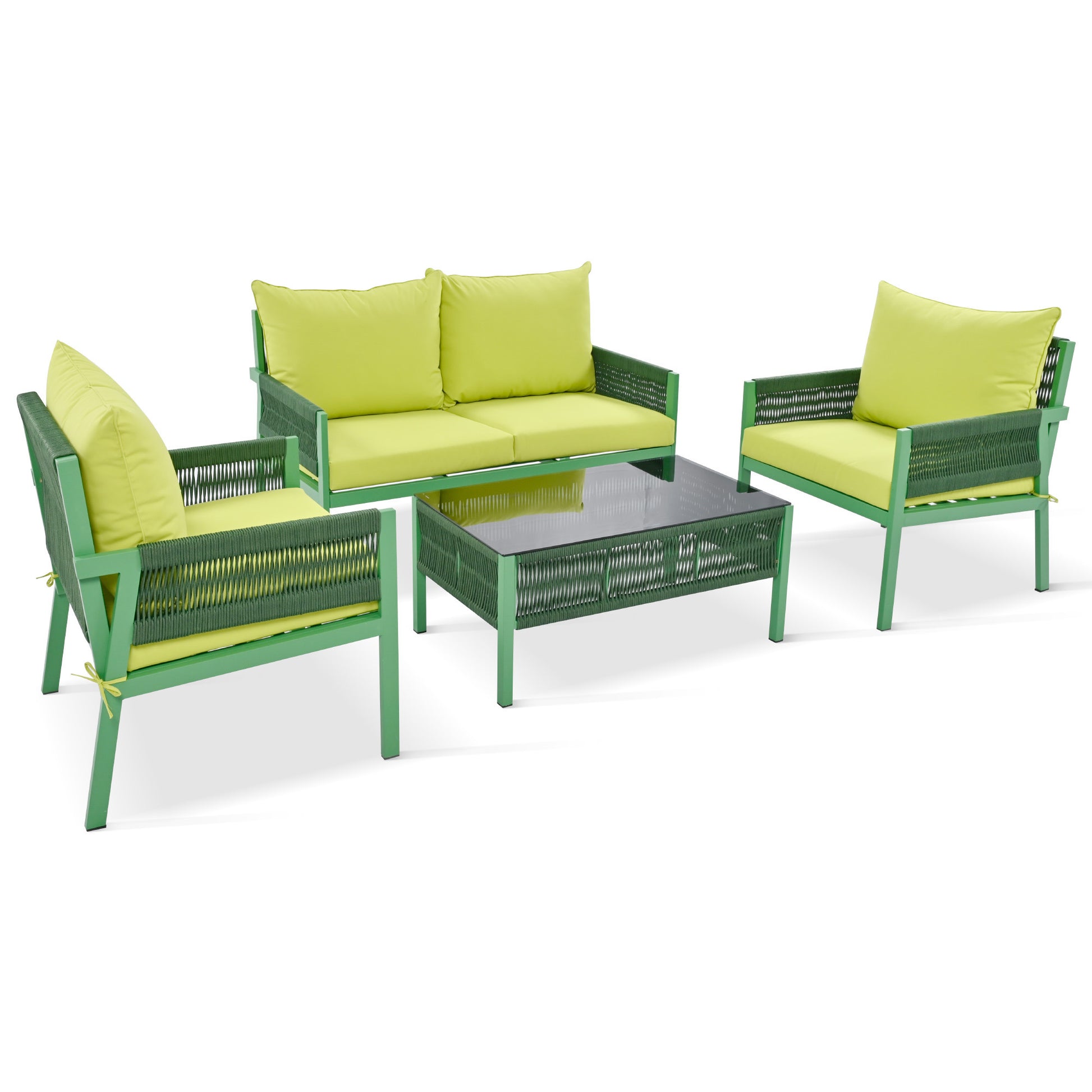 4-Piece Patio Furniture Set, Outdoor Furniture, Glass Table