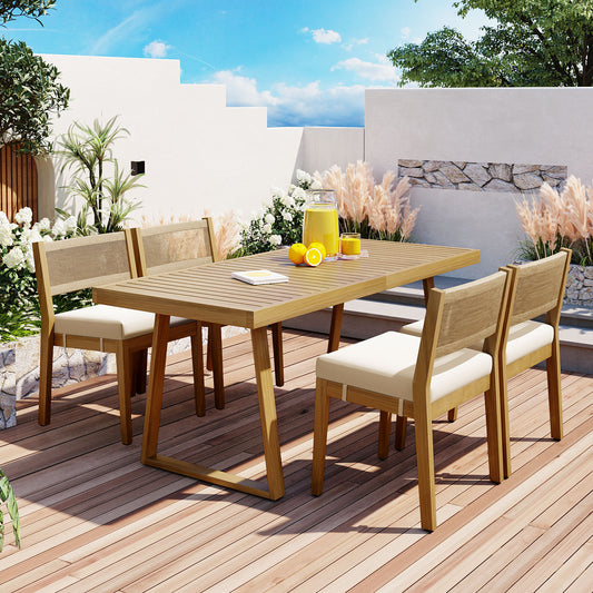 Multi-person Outdoor Dining Table and Chair Set, Thick Cushions