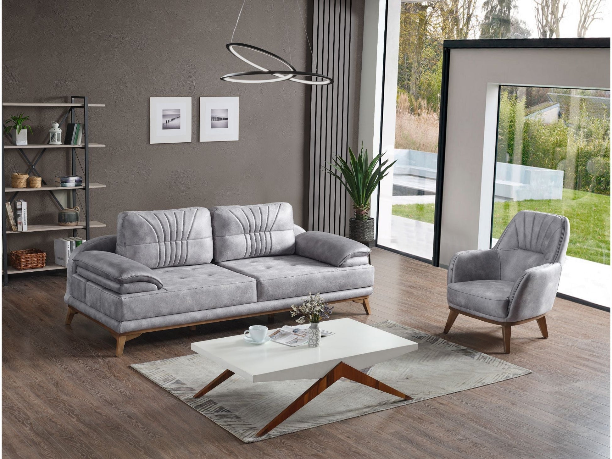 Convertible Livingroom (2 Sofa & 2 Chair) Silver