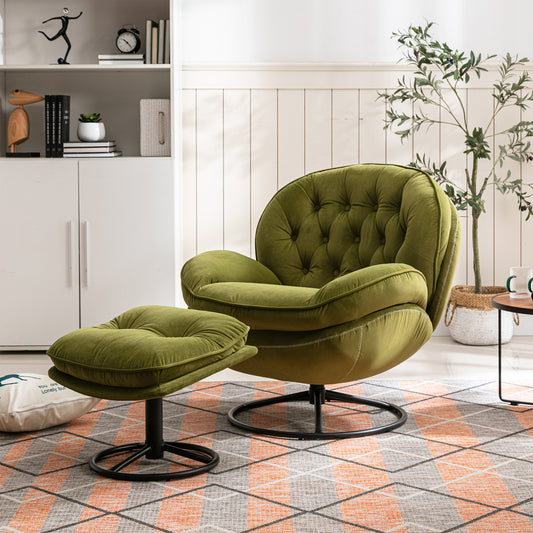 Accent chair  Living room Chair, Ottoman-FRUIT GREEN