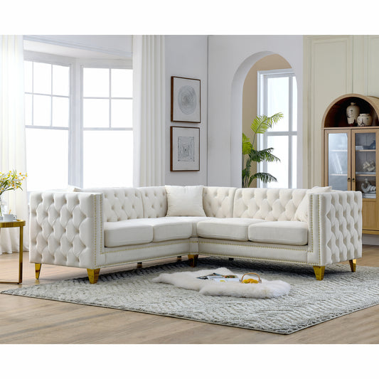 Sectional Sofa, 5-Seater with 3 Cushions, Living Room