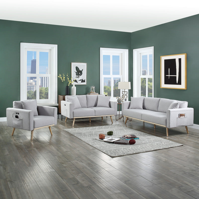 Easton Light Gray Linen Living Room Set