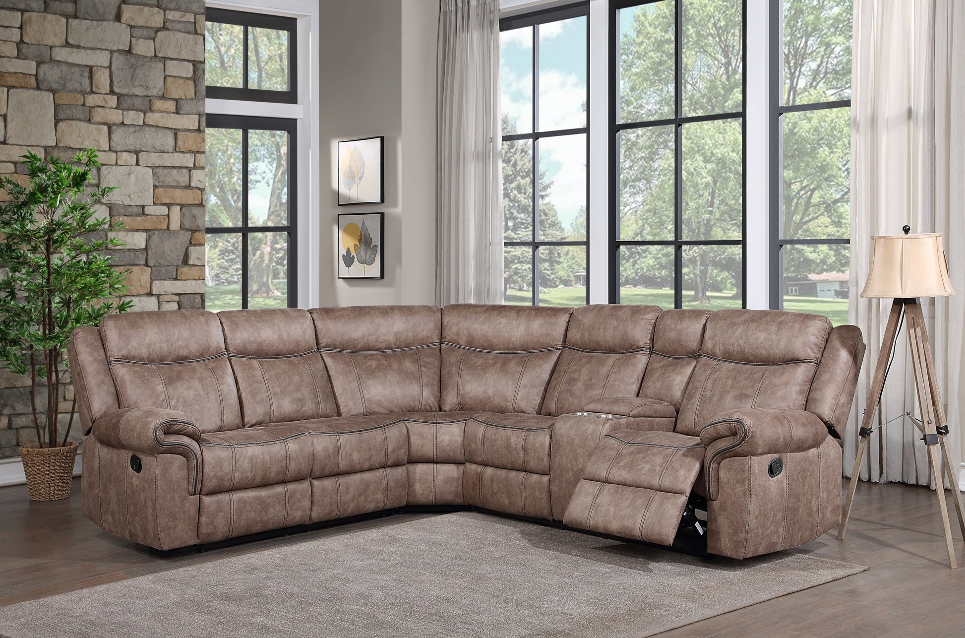 Sectional Sofa in Elegant Two-Tone Chocolate