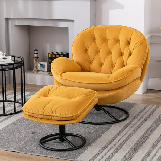 Accent chair Living room Chair with Ottoman-Yellow