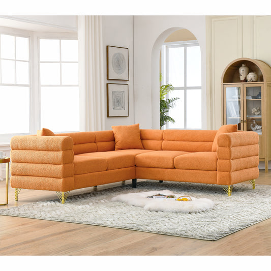 L-Shaped Sectional Sofas Couch, 5-Seater with 3 Cushions.